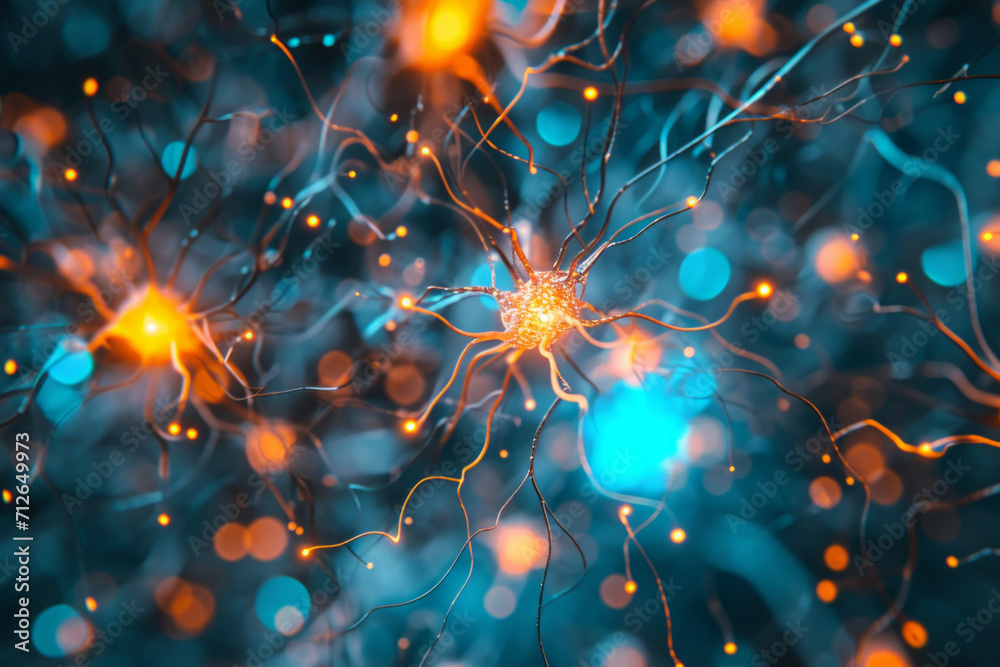 Neural network in the human brain - obrazy, fototapety, plakaty 