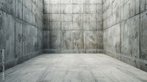 Empty concrete space with no doors, illuminated from above. Brutalist architecture.