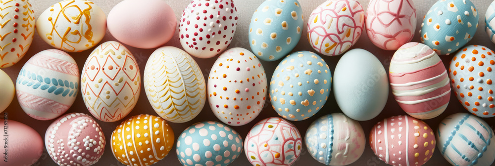 Banner of hand painted Easter eggs Banner of hand painted Easter eggs