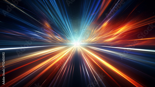 light rays, colorful, on the road, speed, high , Generate AI