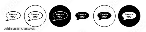 Speech Bubbles Thank You Vector Illustration Set. Thank You Bubble Speech Cloud Sign Suitable for Apps and Websites UI Design Style.