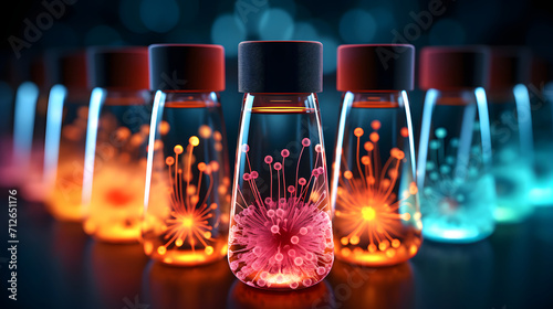 A glass receptacle preserves microorganisms and vaccines. Generative AI.