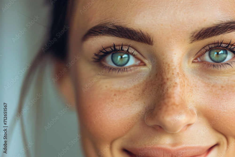 close-up of a woman face with a smile close-up of a woman face with a smile