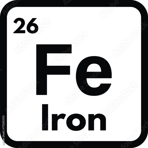 Iron Fe chemical element icon isolated on white background . Iron icon vector