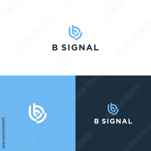 Letter b with Signal Wifi logo vector design illustration template