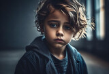 sad kid on minimal background