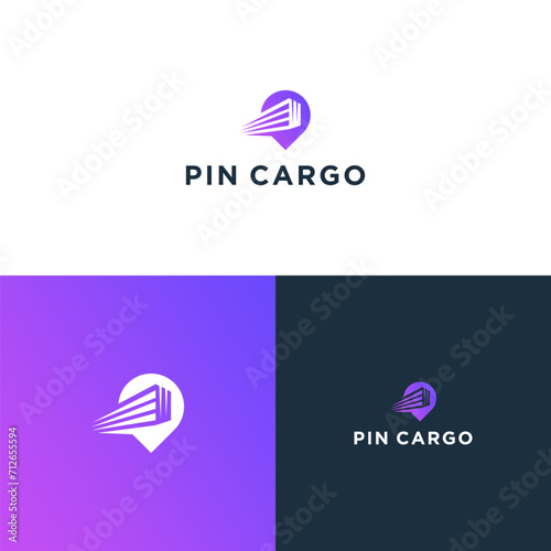 cargo tracking using map pin logo design vector illustration template