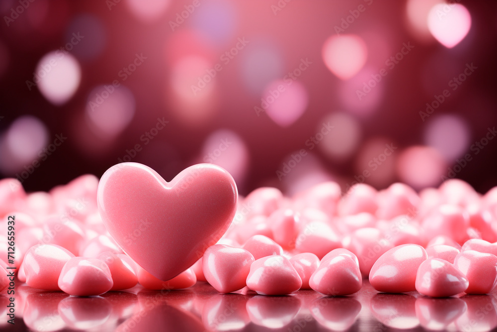 Fototapeta premium Beautiful background with hearts and sweets for Valentine's Day. Generative AI.
