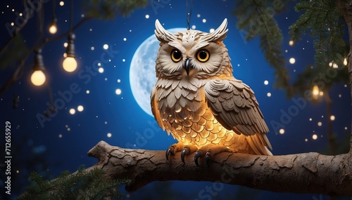 Owl in tree light decoration