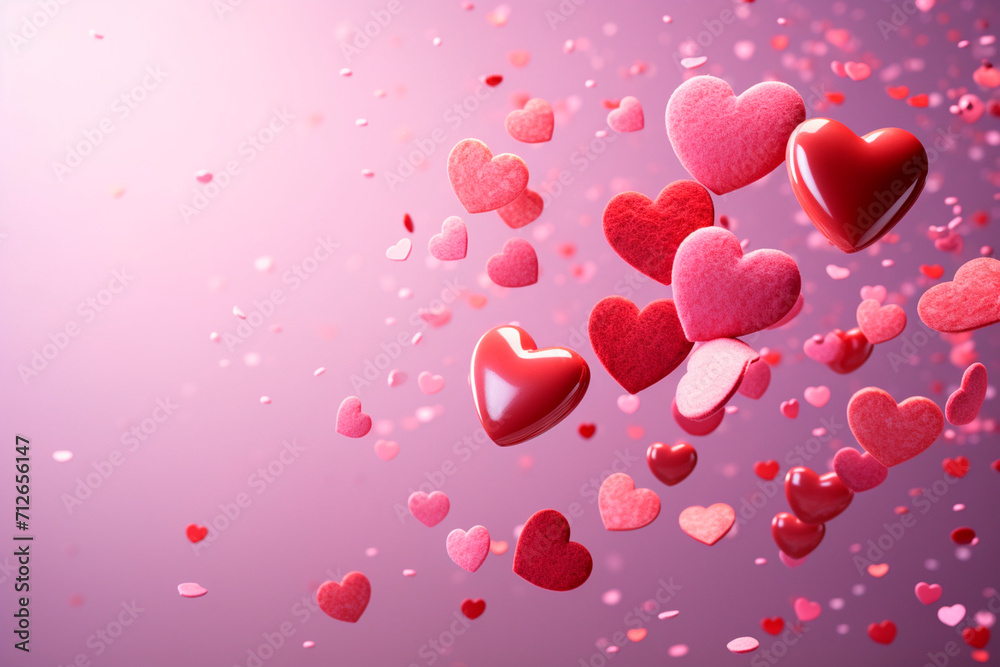 Beautiful background with hearts and sweets for Valentine's Day. Generative AI.