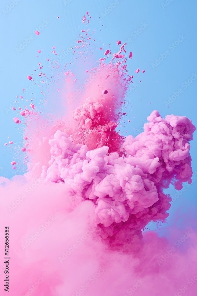 a violet blue bright pastel background with bold pink paint exploding
