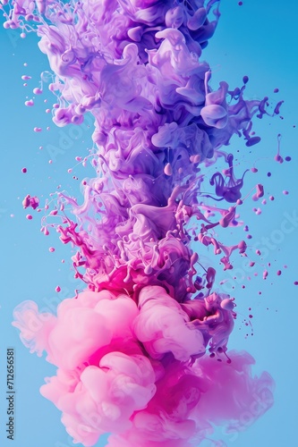 a violet blue bright pastel background with bold pink paint exploding