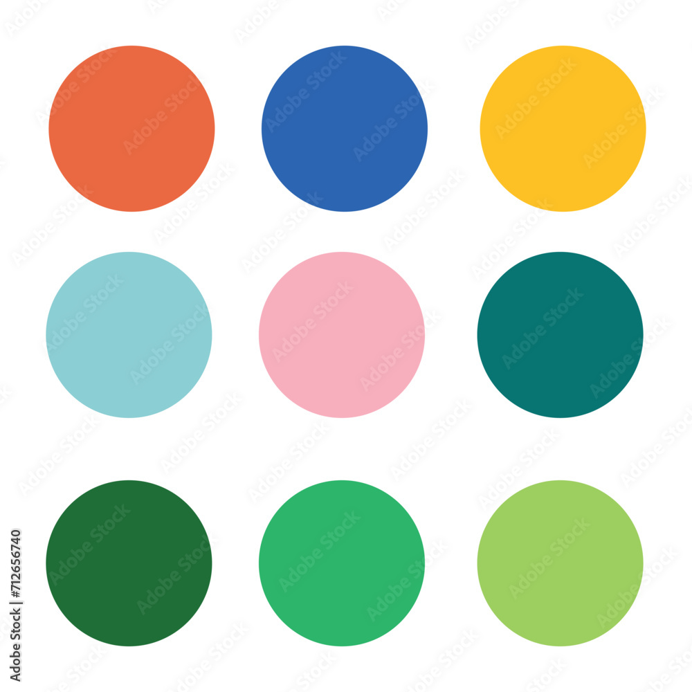 Set of 9 a retro-style color palette for use in illustrations. dart icon white background.  EPS file 1.