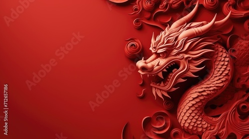 Celebrate Chinese New Year 2024 with a greeting card featuring a majestic golden dragon.