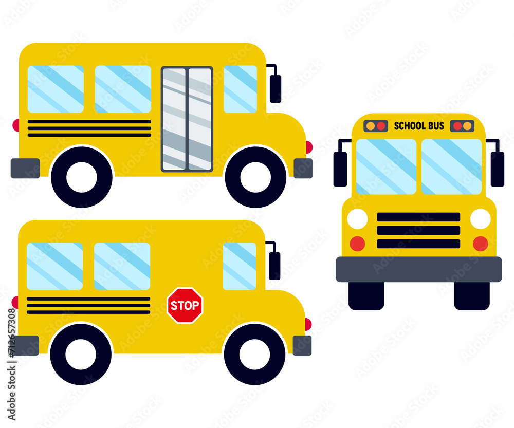 School bus, student transport, scholar expreso, yellow vehicle cartoon, vector illustration isolated on white background