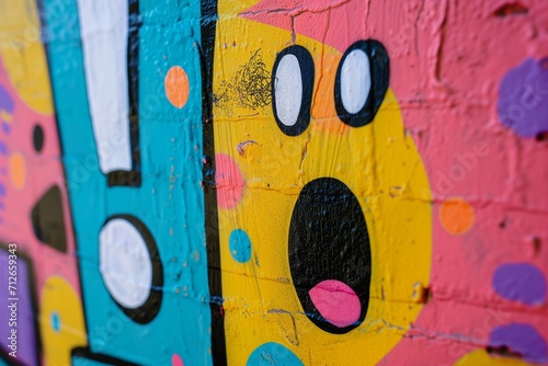 Colorful Cartoon Face Street Art