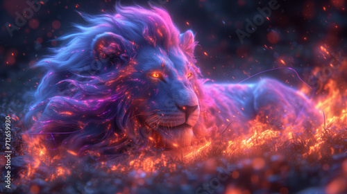lion in the fire