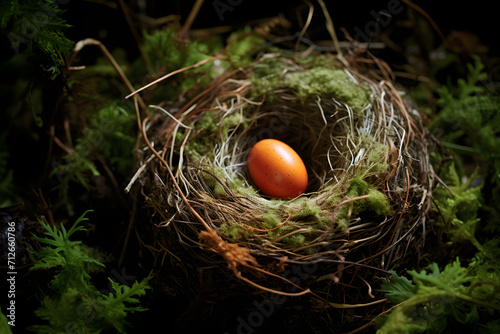 egg nest, birds nest with a coloorful egg, eggs, birds egg, bird laying egg