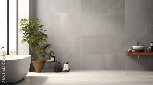 Ceramic floor and wall tiles in a grey color photo