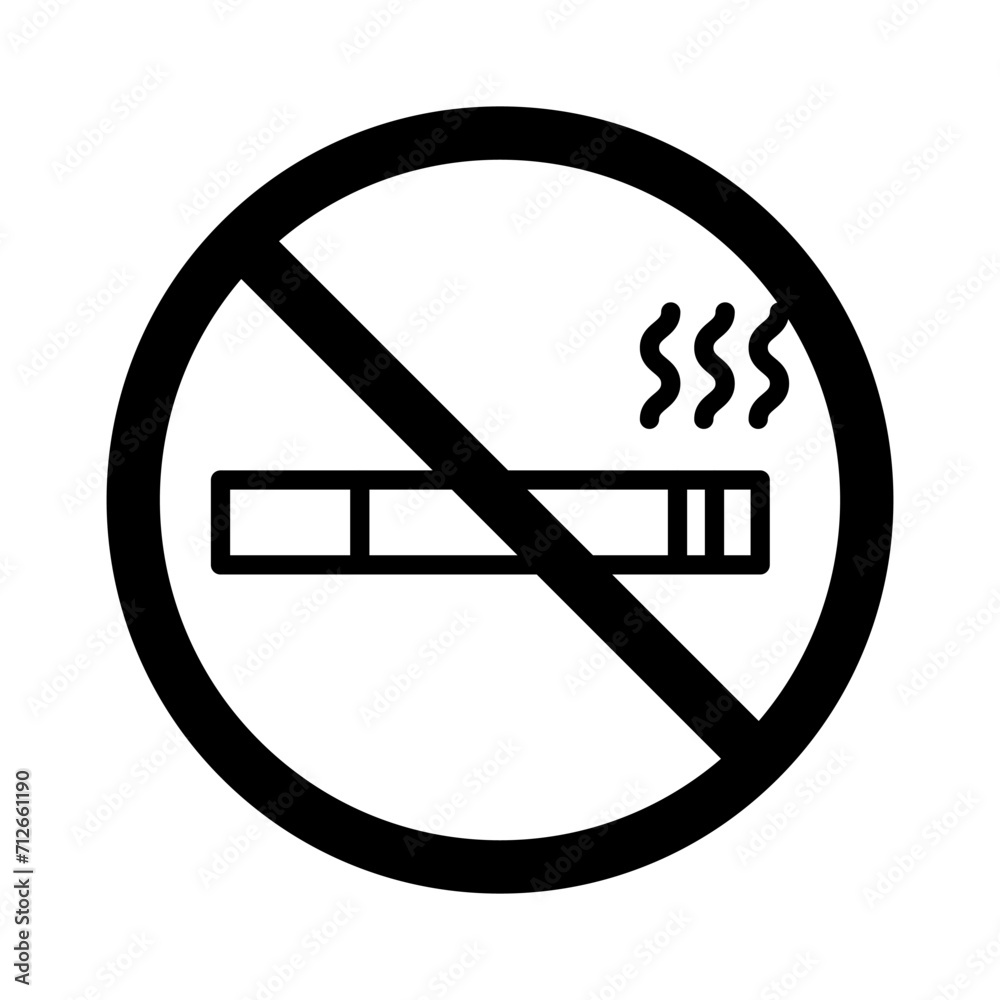 Vector black line icon no smoking isolated on white background Vector black line icon no smoking isolated on white background