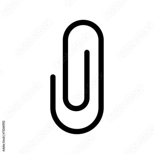 Vector black line icon office paper clip isolated on white background