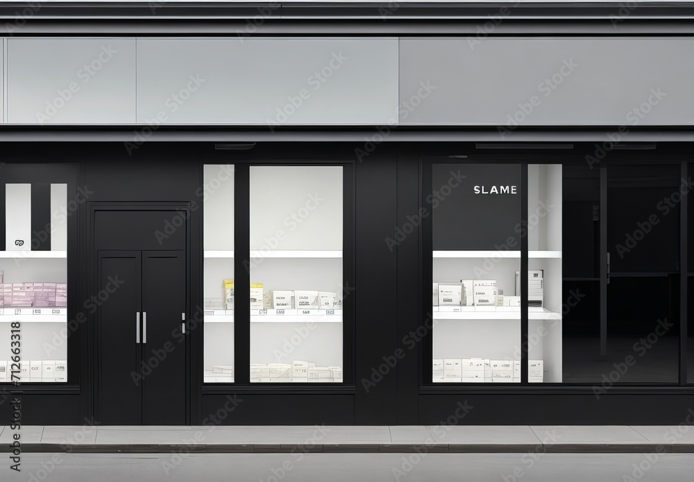 Front view on blank light wall background in empty shop window with place for your product presentation behind sunlit glass walls with city reflection in modern building outdoors. 3D rendering, mockup Front view on blank light wall background in empty shop window with place for your product presentation behind sunlit glass walls with city reflection in modern building outdoors. 3D rendering, mockup