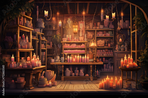 beautiful magic candle store, candle store, candles, store front, magic shop, shop