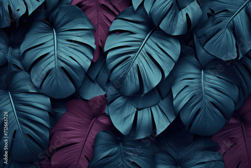 Tropical leaves collection for design with dark color. Creative and minimal art nature background.