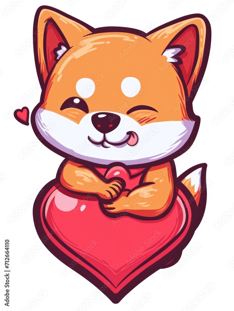 Fototapeta premium A cartoon dog with a heart in its paws.