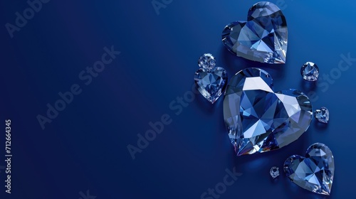 A group of blue diamonds on a blue surface.