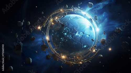 global earth network connection, futuristic planet worldwide networking, cyberspace concept background