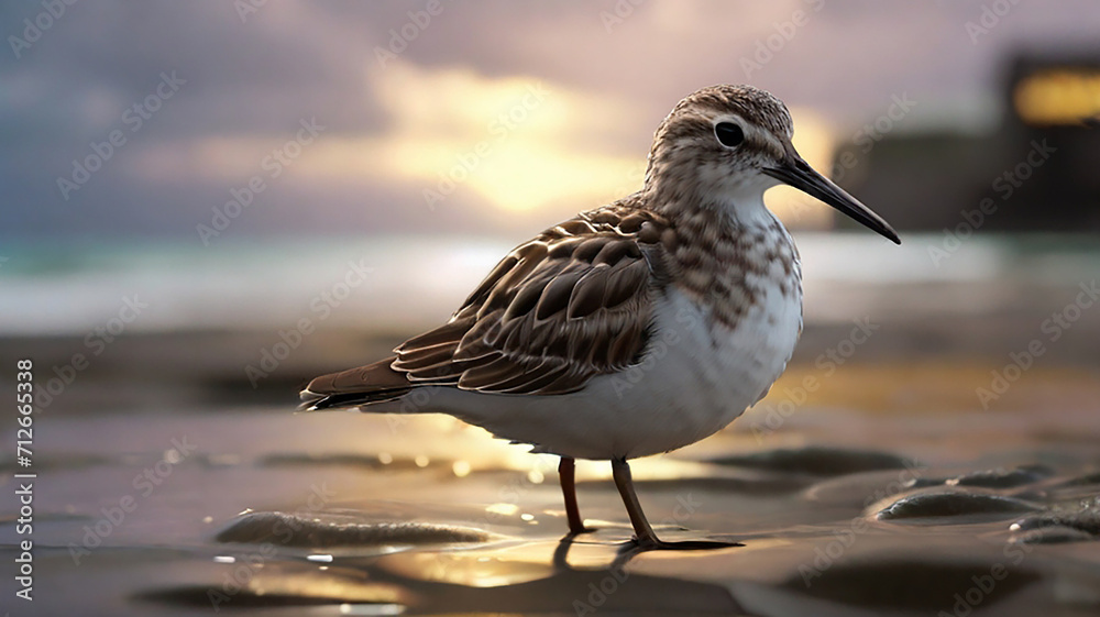 A cute sandpipe Bird running the water's edge. A cute sandpipe Bird running the water's edge.