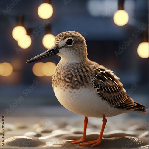 A cute sandpipe Bird running the water's edge. photo