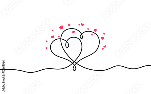 Heart line art, postcard Happy Valentines Day, February 14. Vector illustration