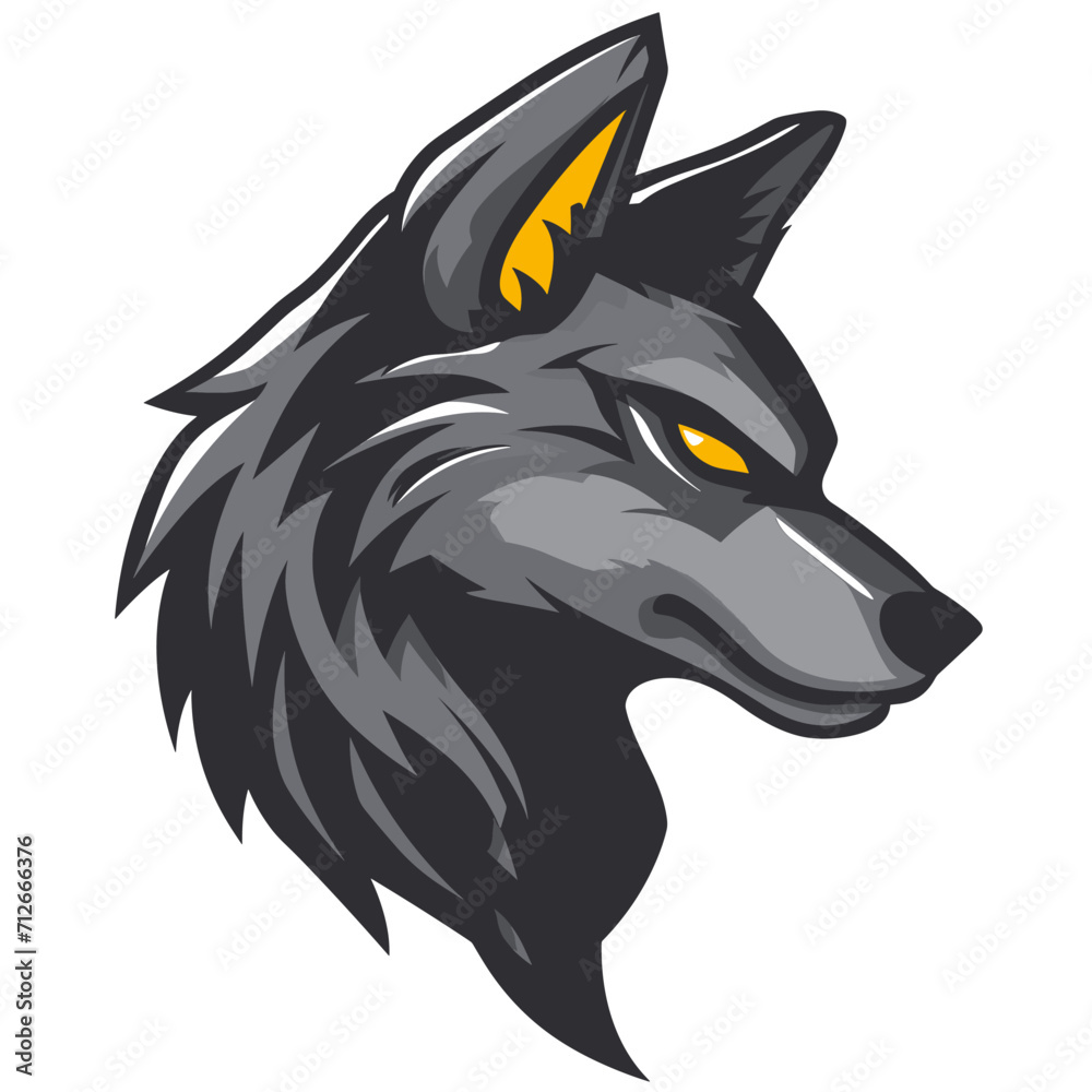 Obraz premium Esport vector logo wolf, wolf icon, wolf head, sticker