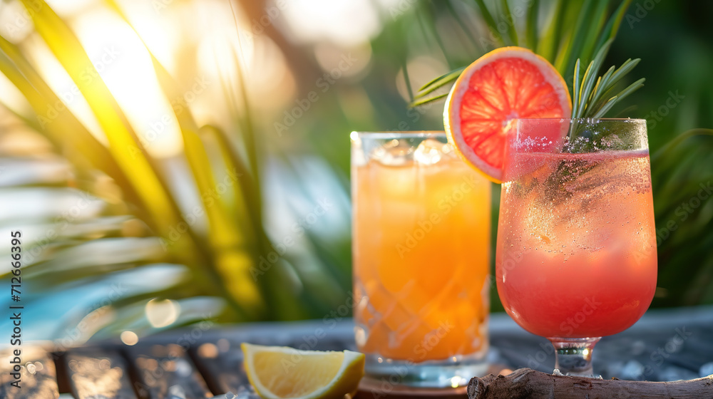 Two cocktails on a summer background Two cocktails on a summer background