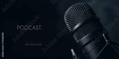 Professional podcasting microphone on a dark background photo