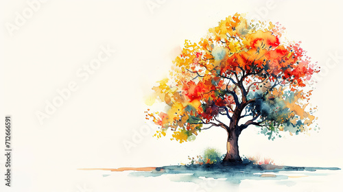 Tree in the morning  watercolor  