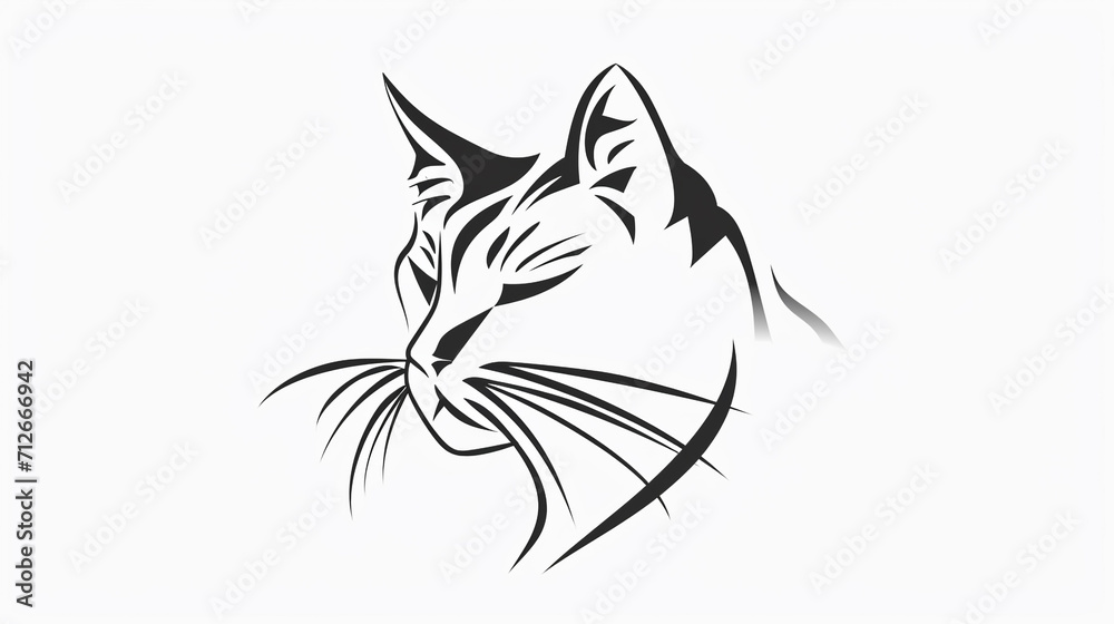 Fototapeta premium black and white cat icon. isolated on white background.