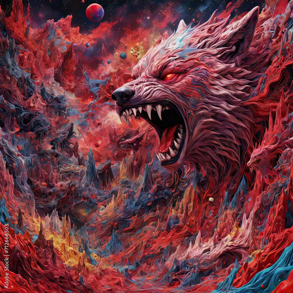 Epic Clash of Cosmic Entities - Psychedelic Trip with Mountains, Wolves ...