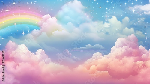 Dream cute fantasy sky rainbow glitter background material