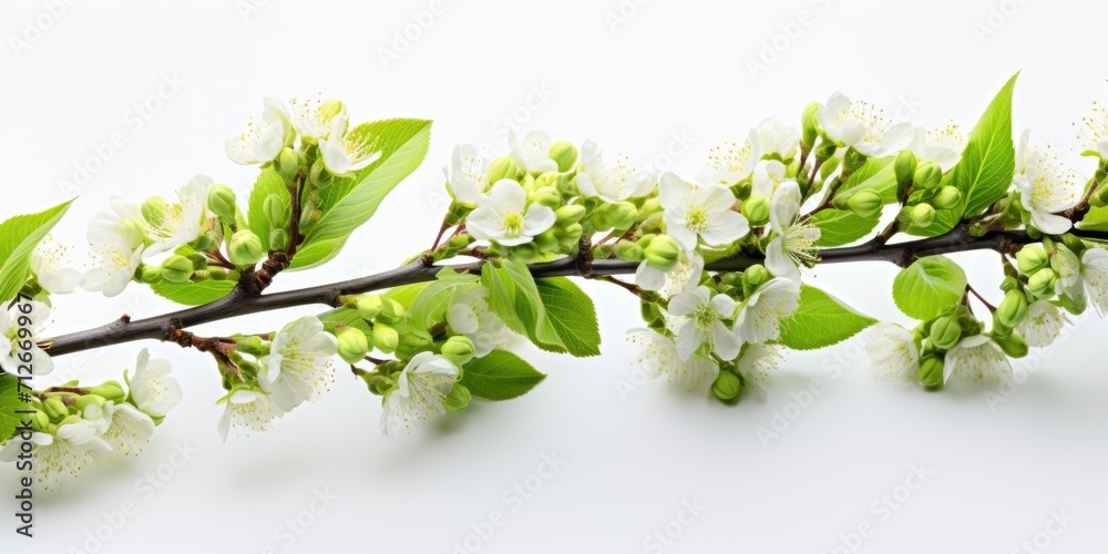 Obraz premium Early spring, a branch of a tree with small green buds