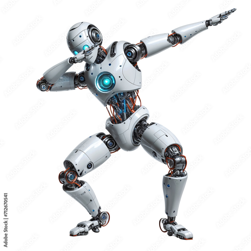 AI Robot dabbing dance isolated on transparent background. AI Robot dabbing dance isolated on transparent background.
