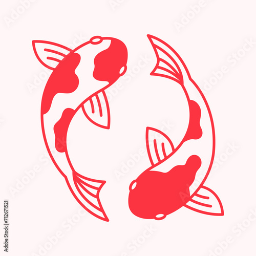 Yin Yang Koi Fish icon vector illustration