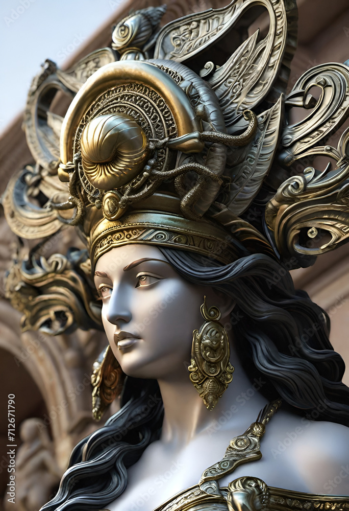 Glorious medusa metallic head carved into archway