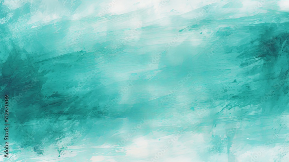The background is textured with teal brush strokes.