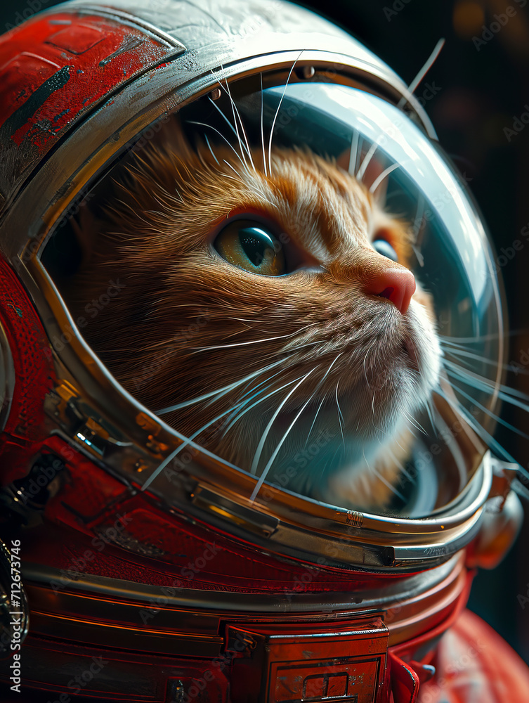 Cosmic Explorer Feline in Astronaut Gear created with Generative AI technology