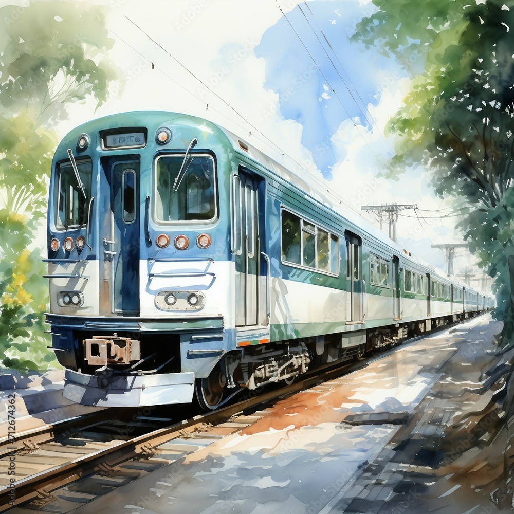 Subway station in watercolor style. AI generate illustration