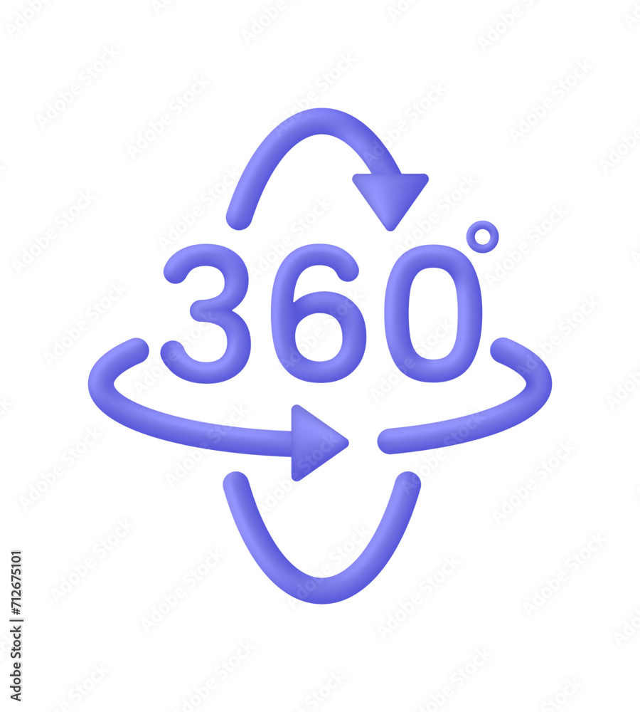 3D 360 icon. 360 degree view symbol. Panoramas and 360 degrees rotating. Virtual reality concept 3D 360 icon. 360 degree view symbol. Panoramas and 360 degrees rotating. Virtual reality concept