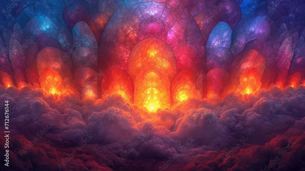 Fototapeta premium Stained glass window background with colorful abstract. 